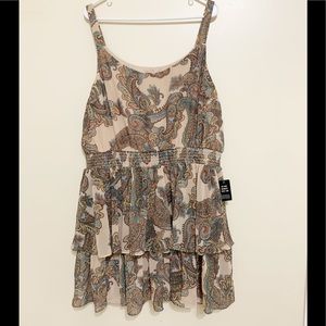 Express Paisley Tiered Ruffle Fit And Flare Dress